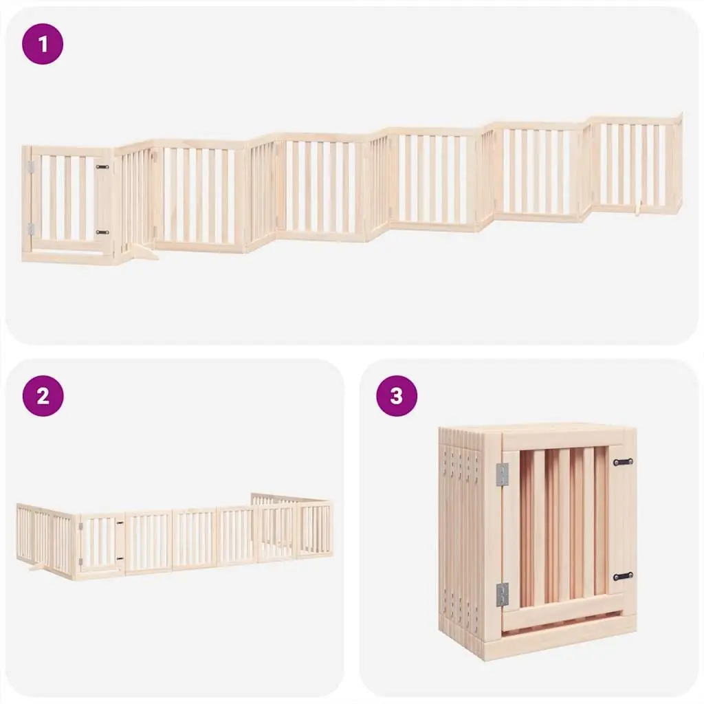 Dog Gate Foldable 12 Panels 600cm Poplar Wood Pet Barrier Door Brown