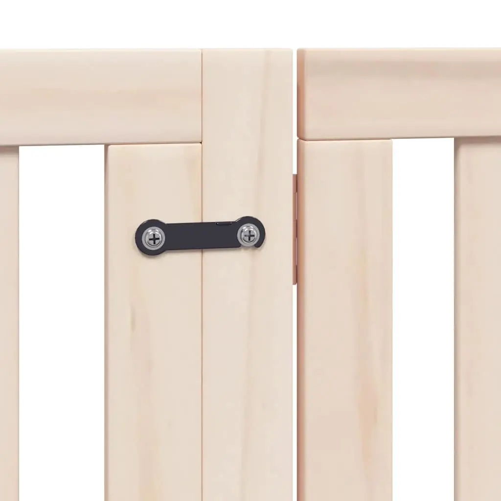 Dog Gate Foldable 6 Panels Poplar Wood Pet Safety Barrier with Door Lock Brown