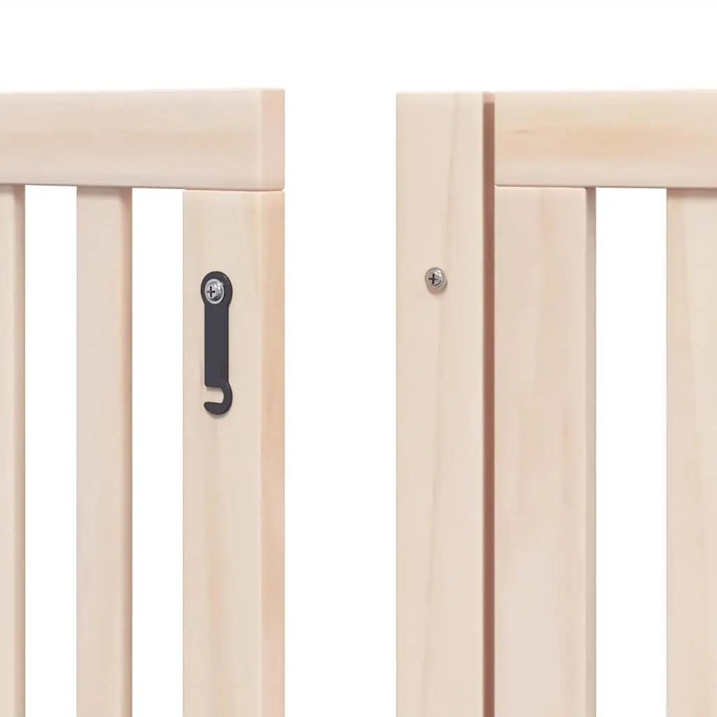 Dog Gate Brown 10 Panels Foldable Poplar Wood Pet Safety Playpen Enclosure