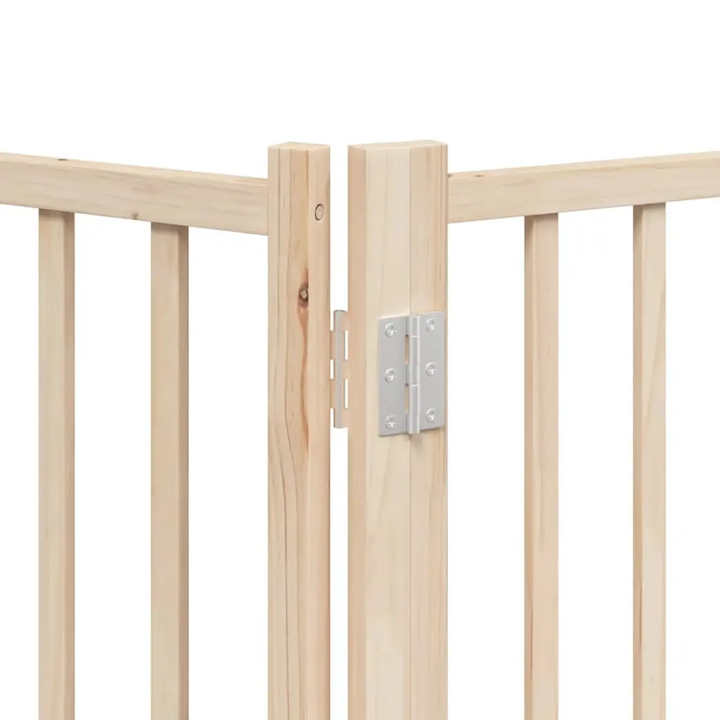 Dog Gate Brown 12 Panels Foldable Pet Safety Barrier with Door