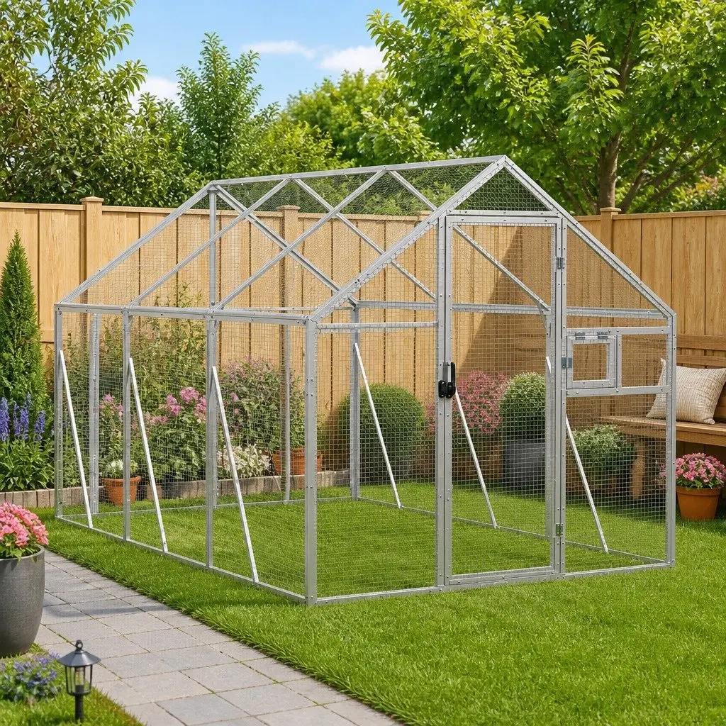 Large Bird Aviary Silver 1.79x3x1.85m Aluminium Frame Wire Mesh Cage