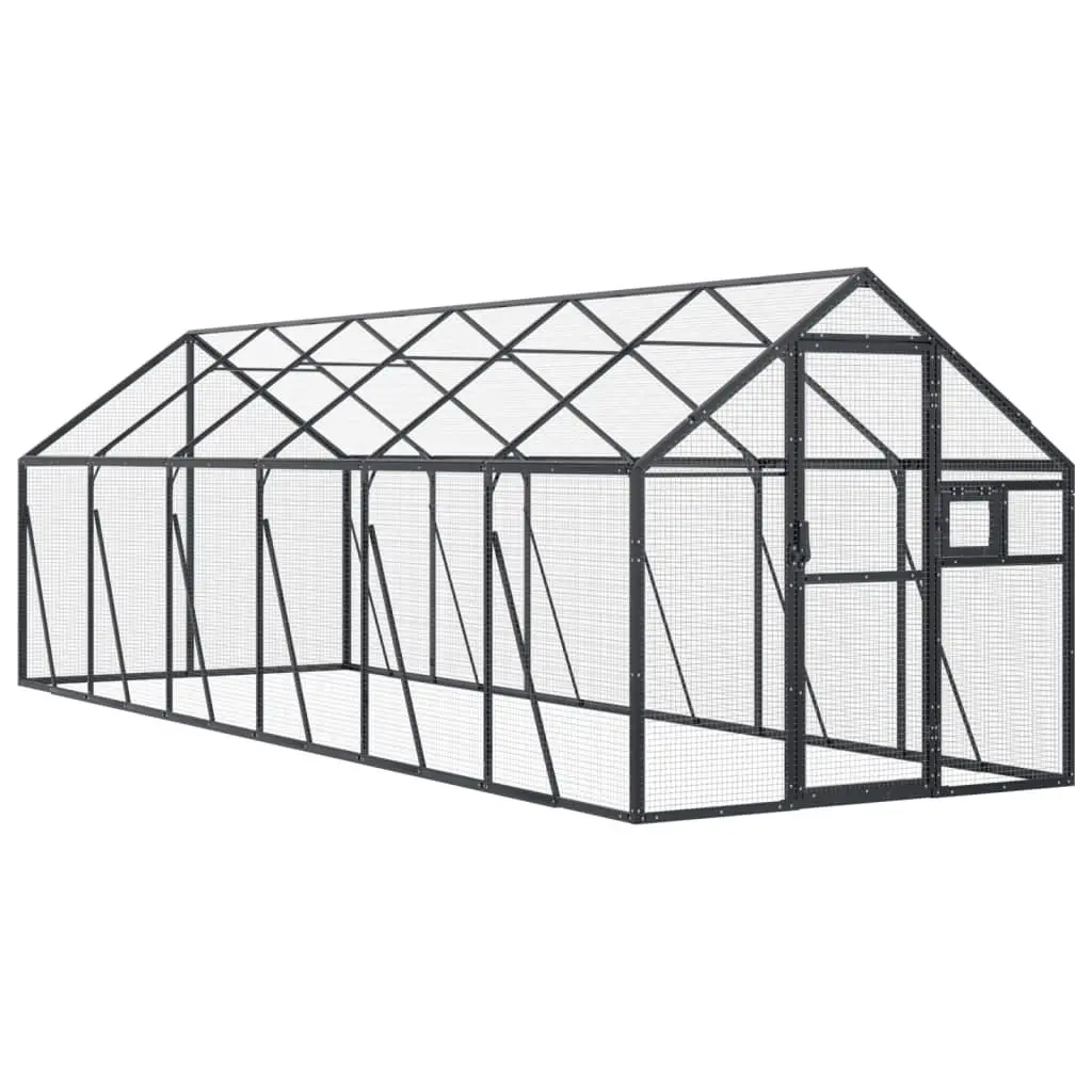 Bird Aviary Anthracite 1.79x6x1.85 m Aluminium Frame Wire Mesh Large Parrot Cage