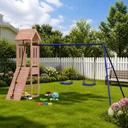 Compact and Sturdy Wooden Outdoor Playset for Kids