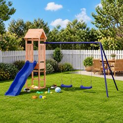 Wooden Outdoor Playset with Swing Slide Sandbox Climbing Frame Backyard