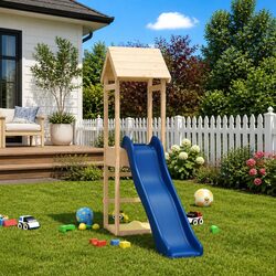 Wooden Climbing Frame Playset with Slide and Sandbox