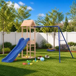 Compact Outdoor Playset with Climbing Frame and Sandpit