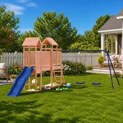 Compact Wooden Playset with Climbing Frame and Sandbox