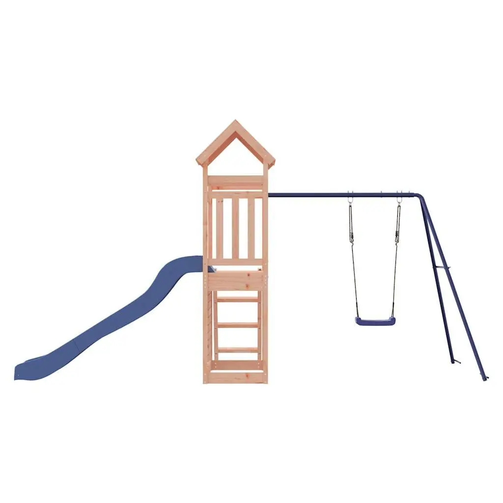 Wooden Outdoor Playset Brown Multi-activity Climbing Frame Slide Swing Rockwall Sandbox