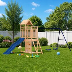 Compact Wooden Outdoor Playset for Kids