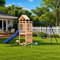 Outdoor Wooden Playset Featuring Climbing Frame & Sandbox