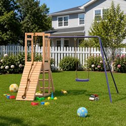 Compact and Sturdy Wooden Outdoor Playset
