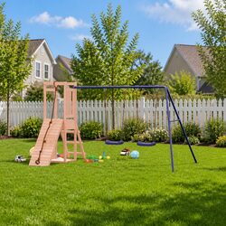 Compact Wooden Playset for Outdoor Adventures