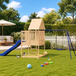 Compact Wooden Playset: Climbing Frame & Slide