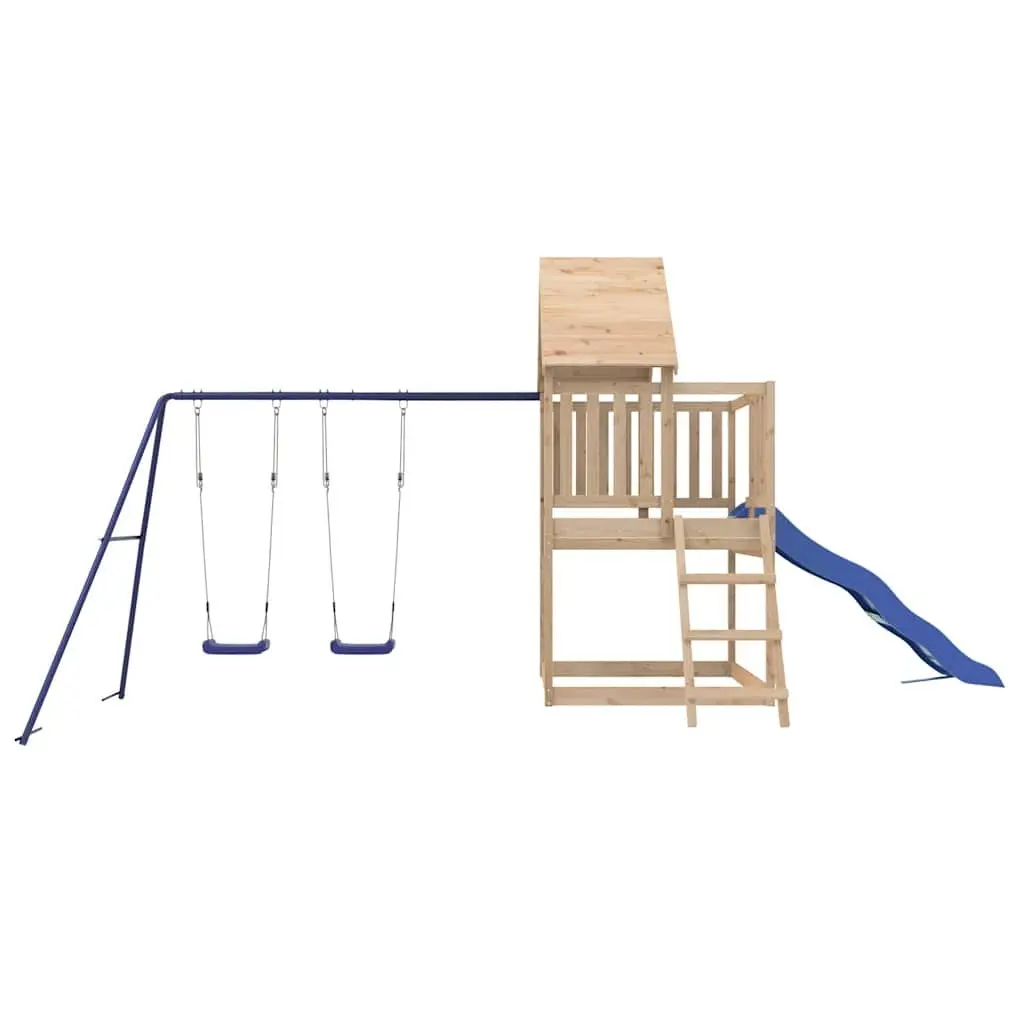 Wooden Outdoor Playset Brown Climbing Frame Swing Set Slide Sandbox 90 cm Height