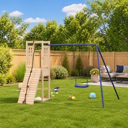 Outdoor Playset Wooden Swing Climbing Frame Sandbox Garden Play Equipment Kids
