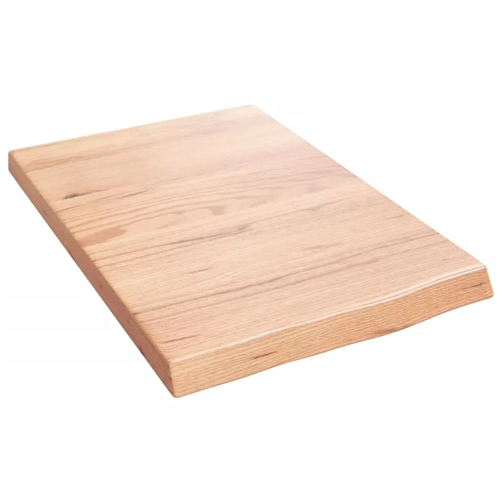 Bathroom Countertop Brown 40x60x4 cm Solid Wood Handmade Live Edge Varnished Surface
