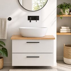 Bathroom Countertop Solid Oak Wood Brown 80x40x4 cm Treated Vanity Top Worktop
