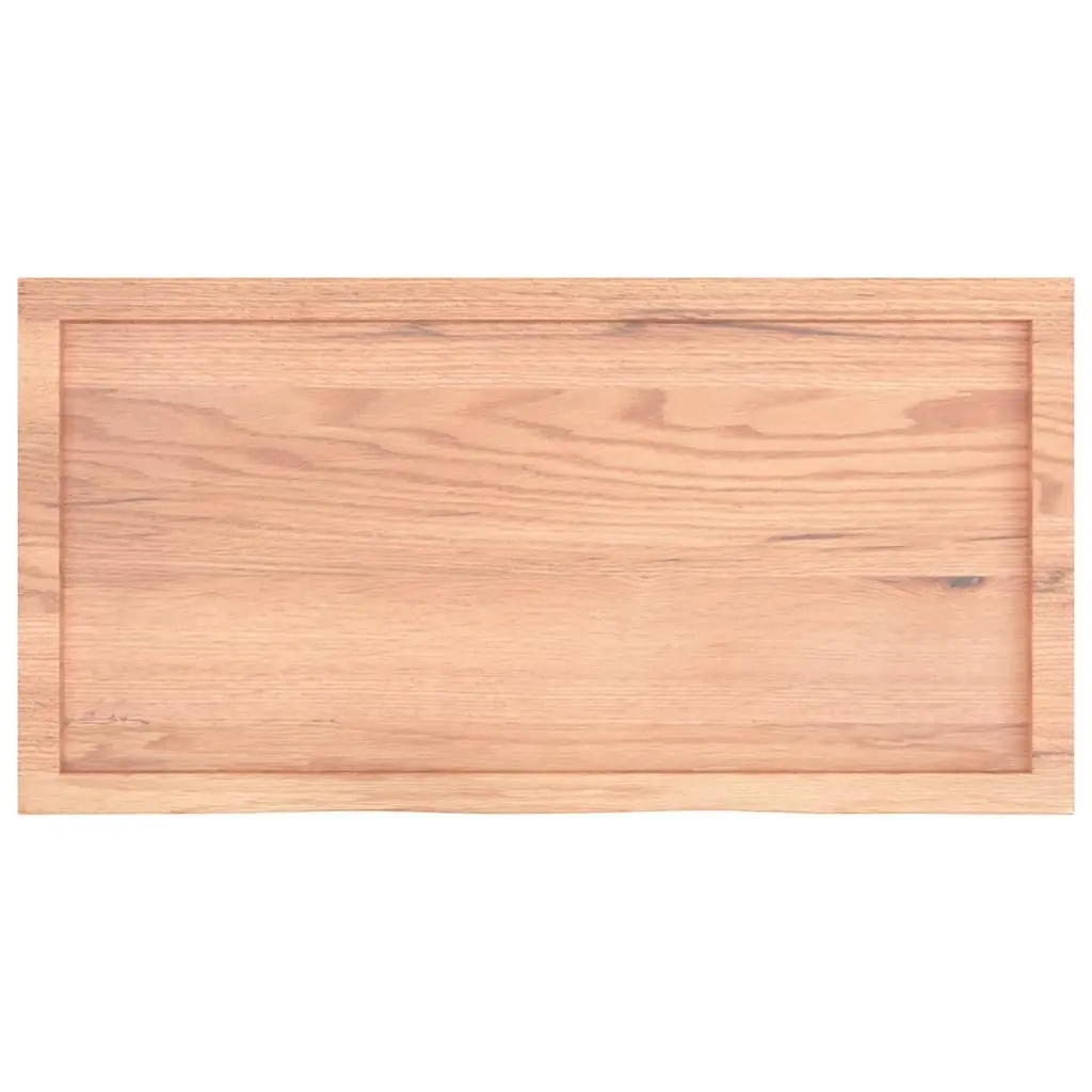 Bathroom Countertop Brown 100x50x6 cm Solid Oak Wood Handmade Live Edge Varnished Surface