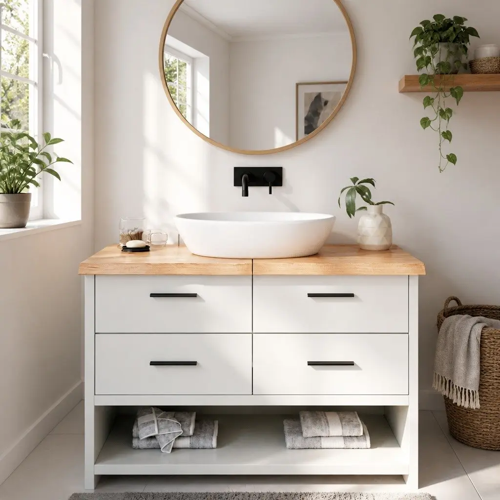 Bathroom Countertop Brown 120x60cm Solid Wood Treated Vanity Top