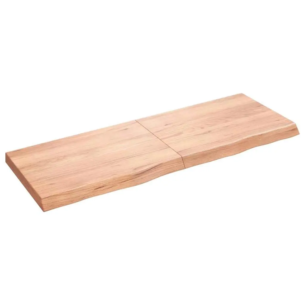 Bathroom Countertop Brown Solid Oak Wood 140x50x6 cm Varnished Handmade Live Edge