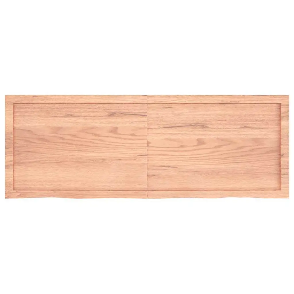 Bathroom Countertop Brown Solid Oak Wood 140x50x6 cm Varnished Handmade Live Edge