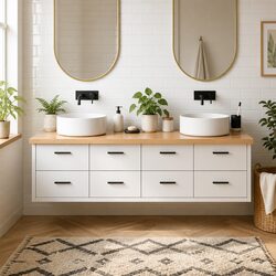 Bathroom Countertop Worktop Solid Wood Brown 180x60 cm Vanity Top Worksurface