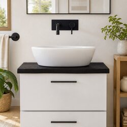 Handmade Solid Oak Bathroom Countertop with Unique Edge