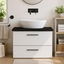 Dark Brown Solid Oak Bathroom Countertop Kitchen Worktop Vanity Top 80x40cm