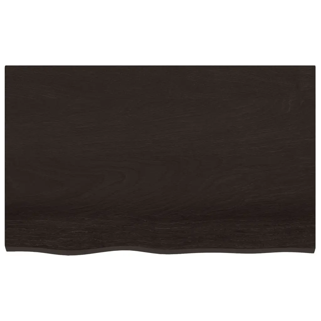 Bathroom Countertop Dark Brown Solid Oak Wood Handmade Live Edge 80x50cm