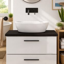 Bathroom Countertop Solid Oak Wood Dark Brown Treated Worktop 80x50cm