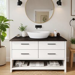 Bathroom Countertop Solid Oak Wood Dark Brown Treated 100x60cm Vanity Top