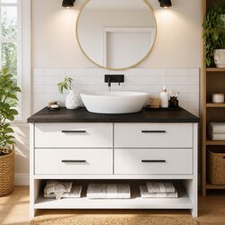 Bathroom Countertop Worktop Solid Oak Wood Dark Brown Treated Kitchen Cabinet