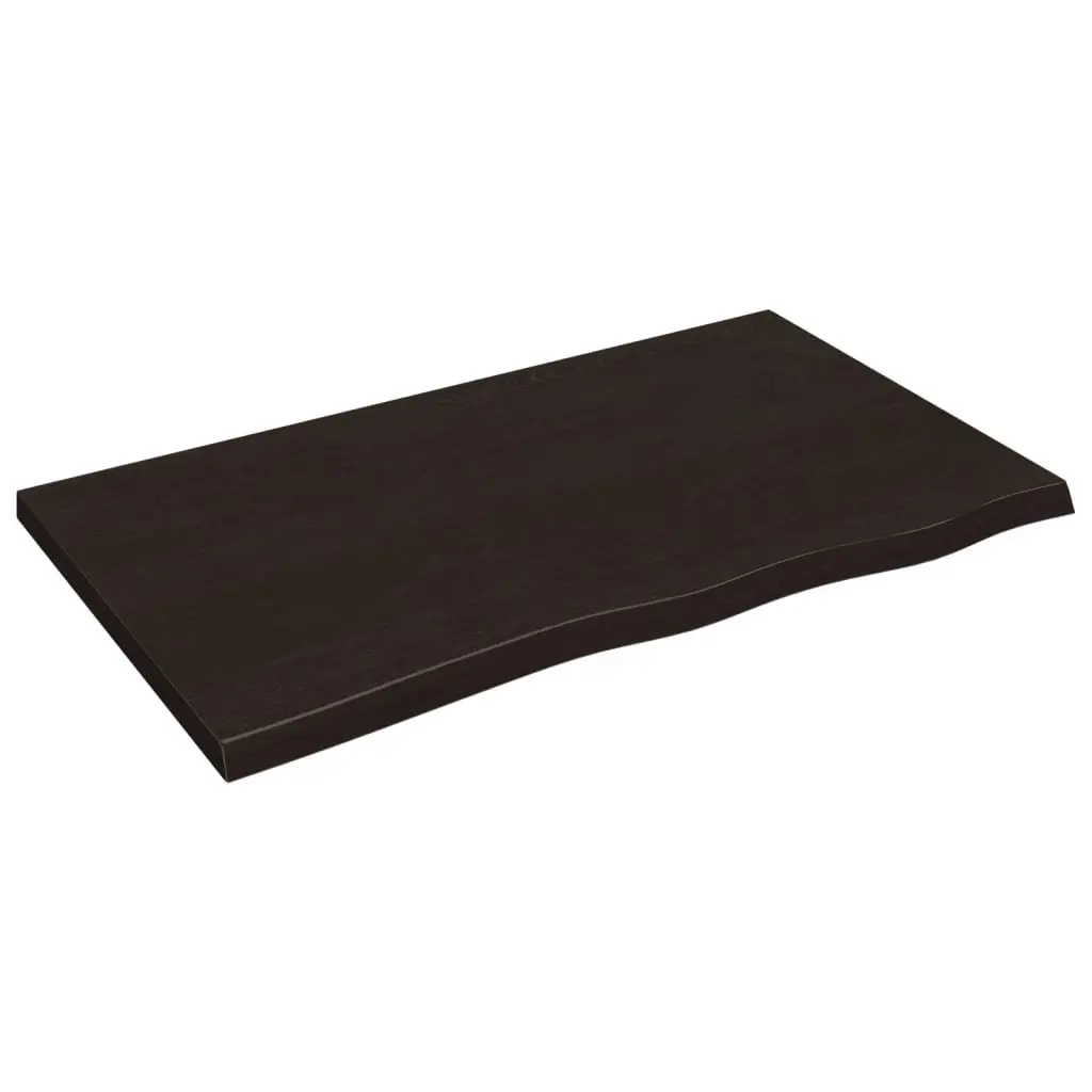 Bathroom Countertop Dark Brown Solid Oak Wood 100x60x4cm Handmade Live Edge Surface