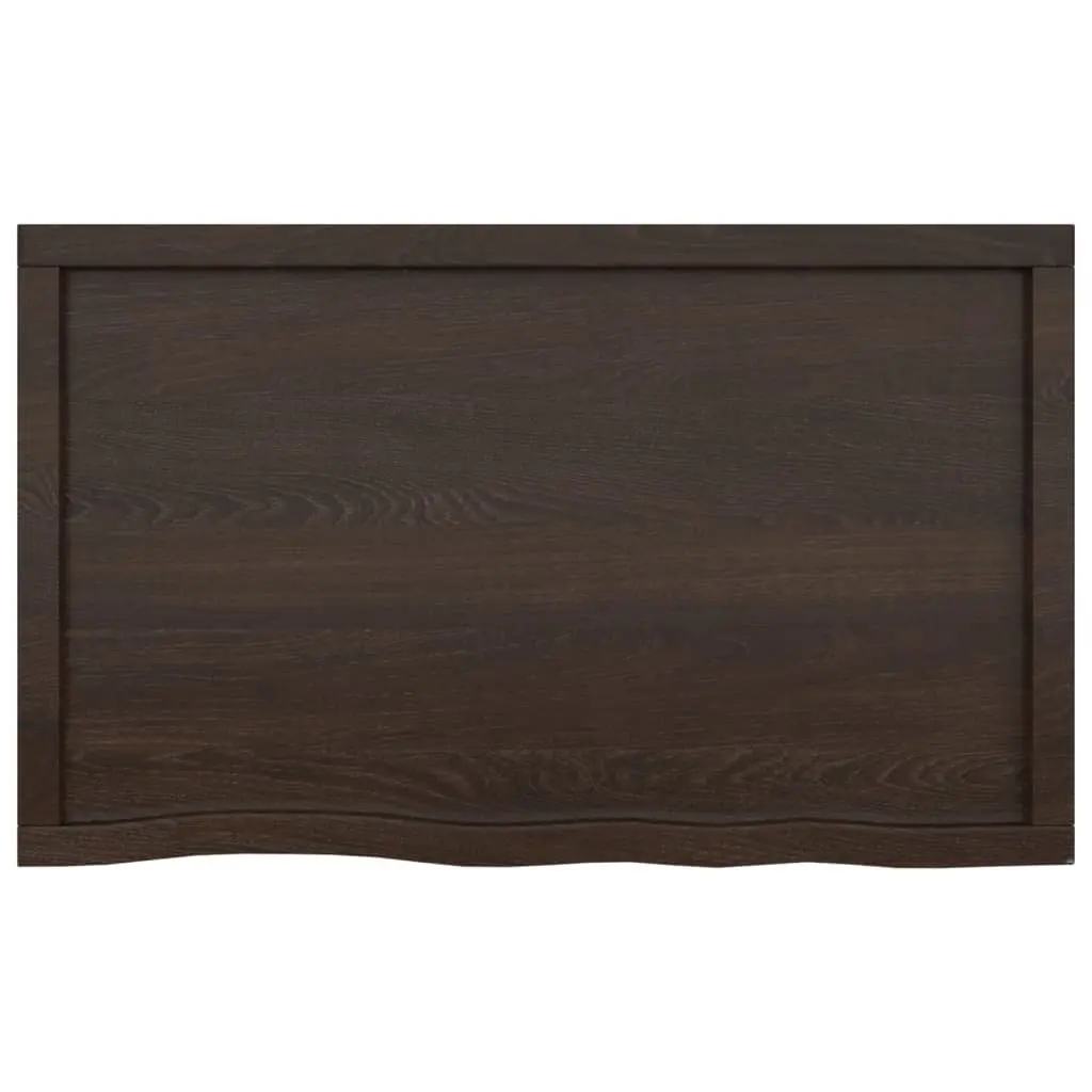 Bathroom Countertop Dark Brown Solid Oak Wood 100x60x4cm Handmade Live Edge Surface