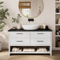 Dark Brown Bathroom Countertop in Solid Oak 120x40x4 cm