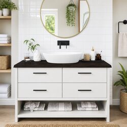 Compact and Sturdy Bathroom Countertop - Solid Oak Wood 140x60x4 cm