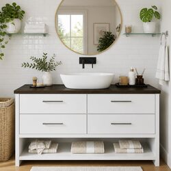 Dark Brown Oak Bathroom Countertop 160x50x4 cm
