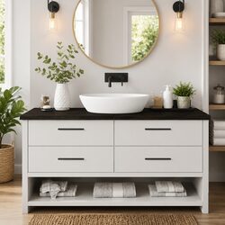 Solid Oak Bathroom Countertop, 160x60cm