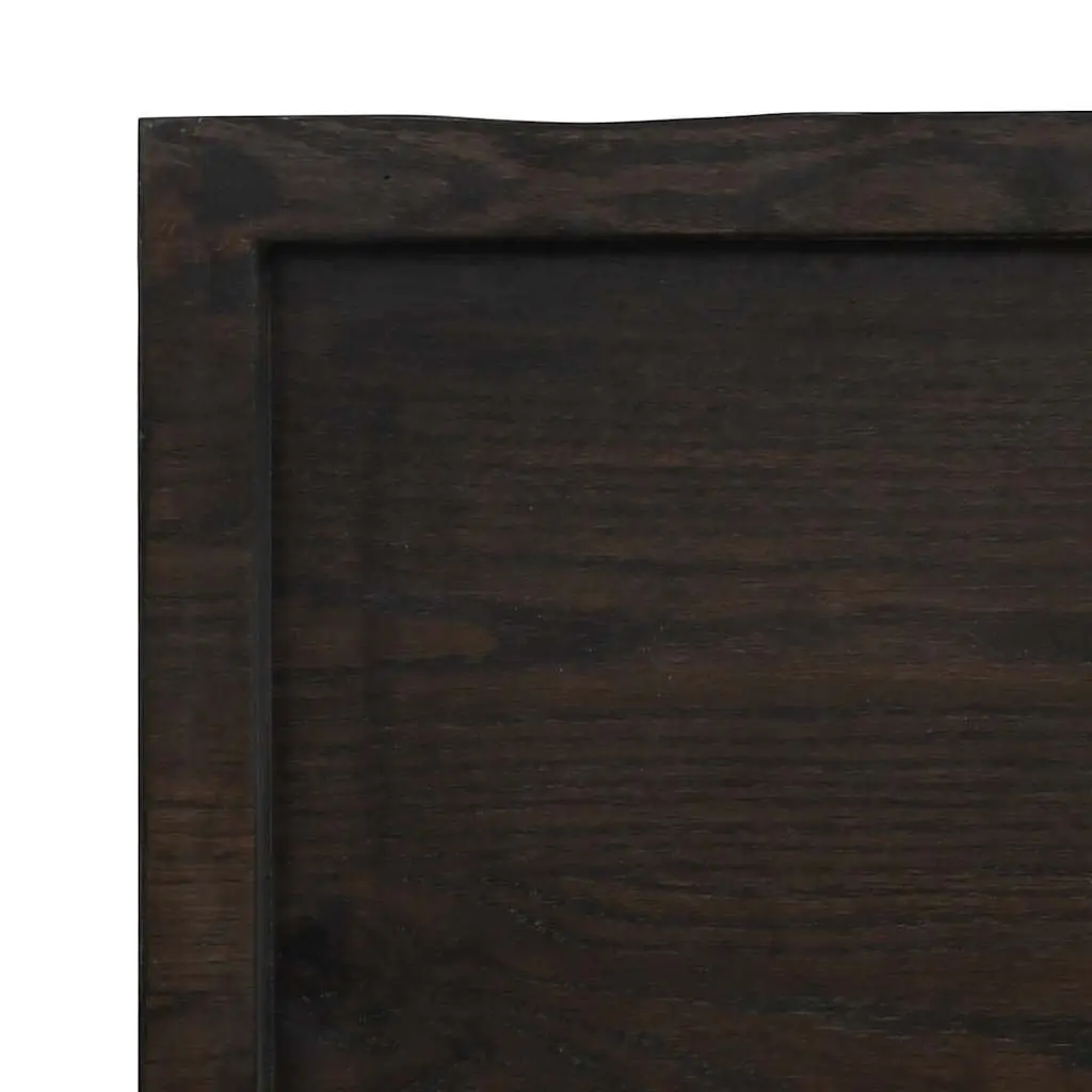 Bathroom Countertop Dark Brown 180x60x4cm Solid Oak Wood Handmade Live Edge