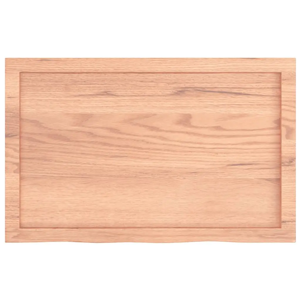 Table Top Brown Solid Oak Wood Live Edge Handcrafted Varnished 80x50x6cm