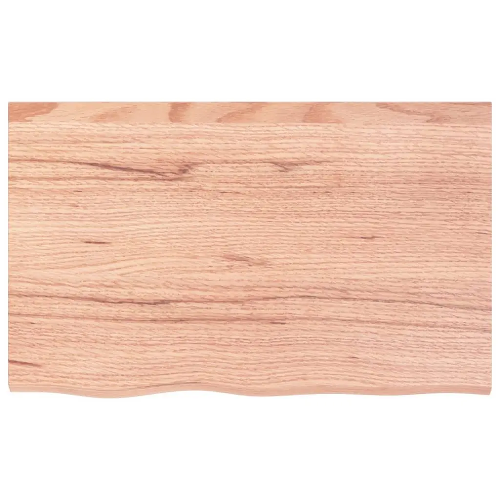 Table Top Brown Solid Oak Wood Live Edge Handcrafted Varnished 80x50x6cm
