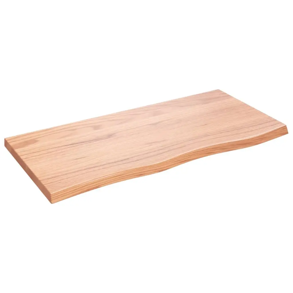 Solid Oak Table Top Live Edge Brown 100x50x4cm Varnished Surface Handcrafted Replacement