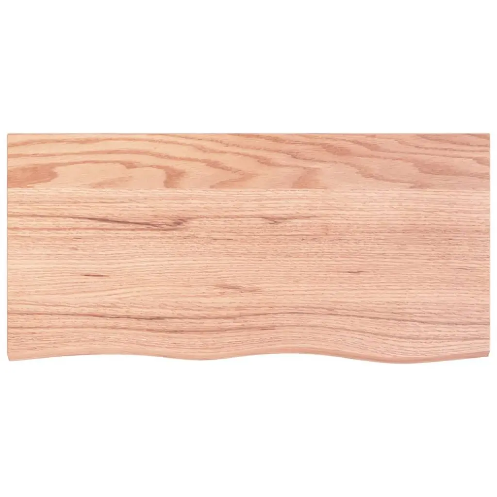 Solid Oak Table Top Live Edge Brown 100x50x4cm Varnished Surface Handcrafted Replacement