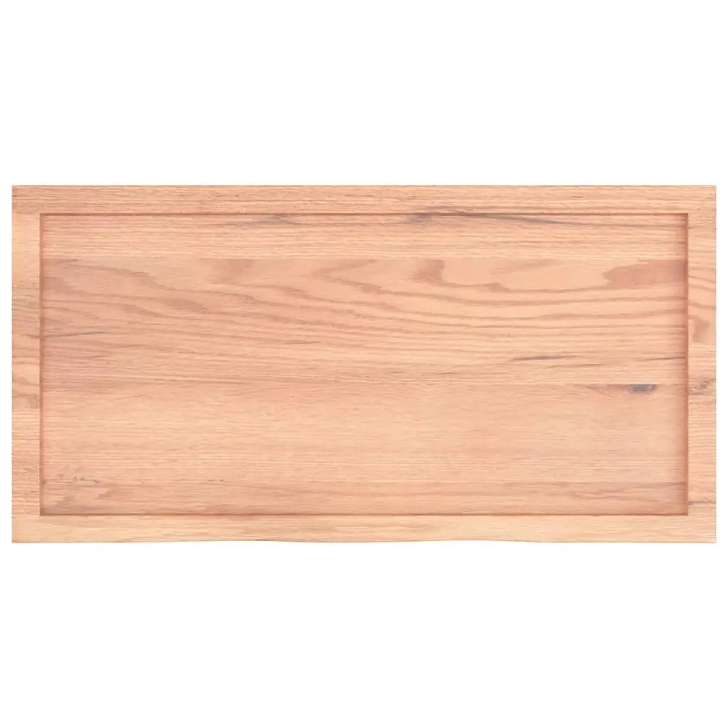 Solid Oak Table Top Live Edge Brown 100x50x4cm Varnished Surface Handcrafted Replacement