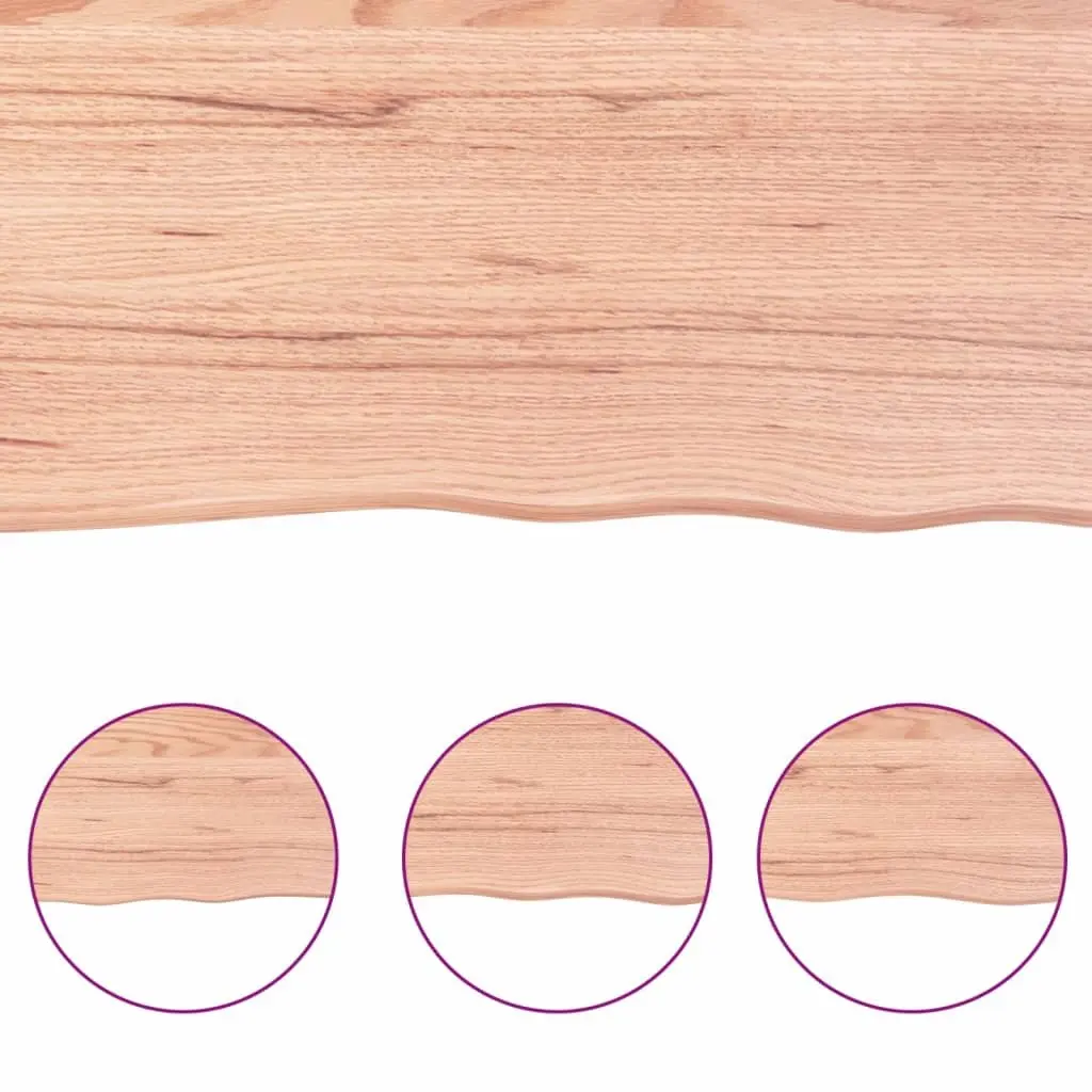 Solid Oak Table Top Live Edge Brown 100x50x4cm Varnished Surface Handcrafted Replacement