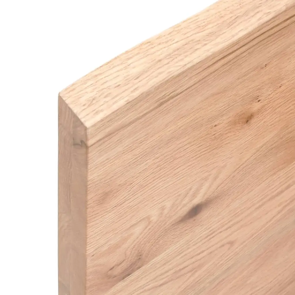 Solid Oak Table Top Live Edge Brown 100x50x4cm Varnished Surface Handcrafted Replacement