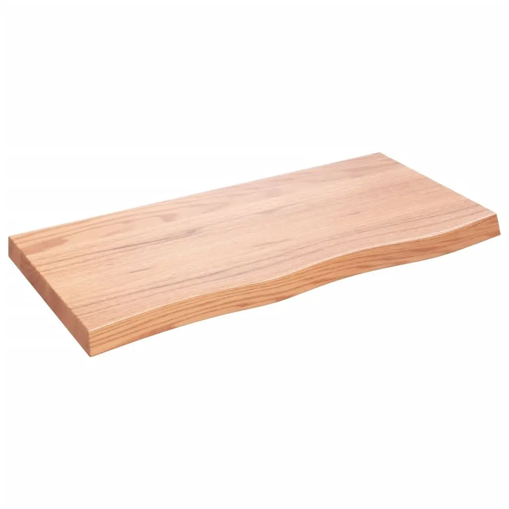 Wooden Table Top Brown 100x50x6 cm Solid Oak Treated Live Edge Handcrafted