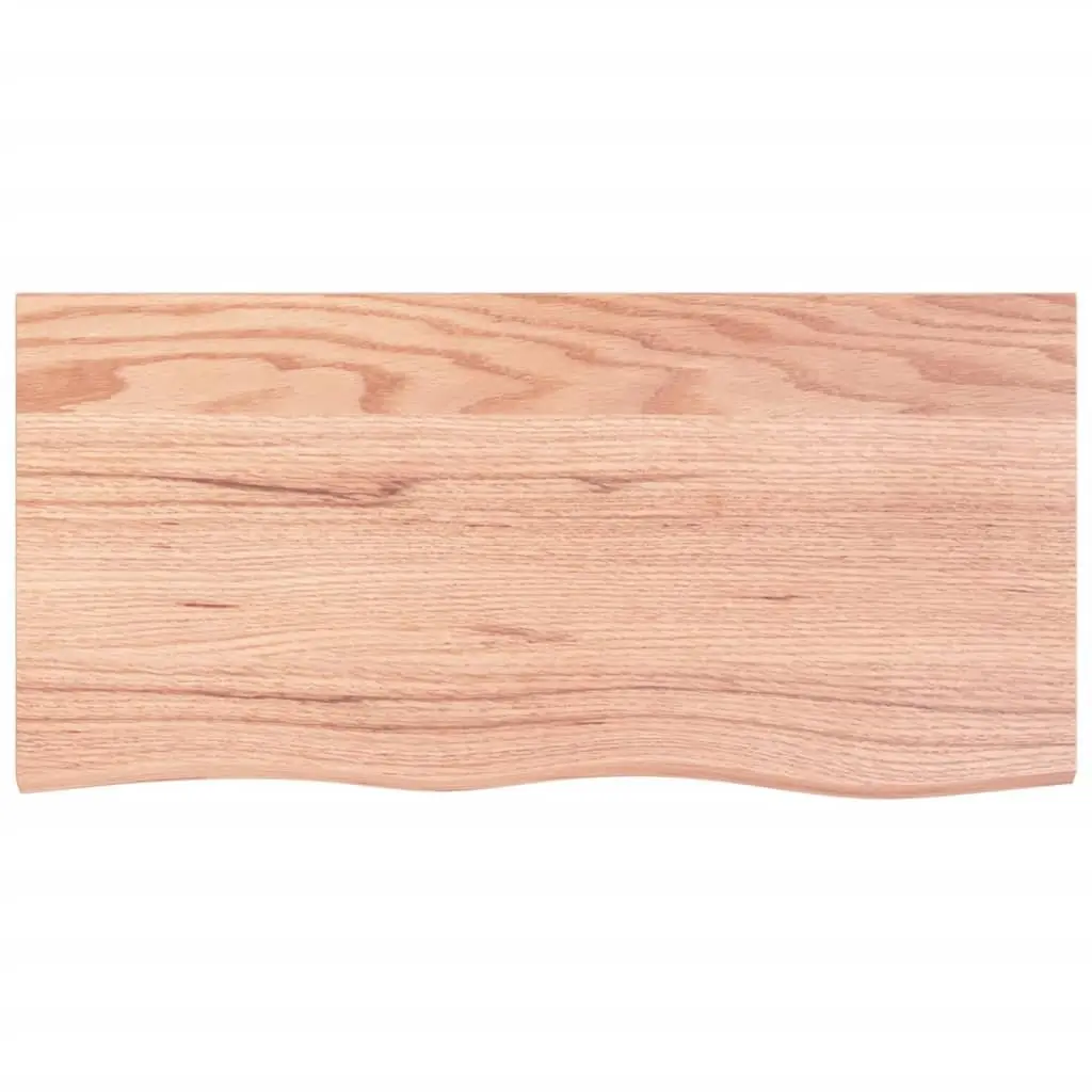 Wooden Table Top Brown 100x50x6 cm Solid Oak Treated Live Edge Handcrafted