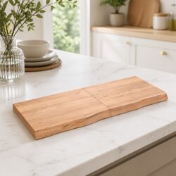 Solid Oak Folding Table Top with Live Edge Detail