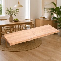 Solid Oak Wood Table Top Brown 140x50cm Replacement Board Live Edge Treated